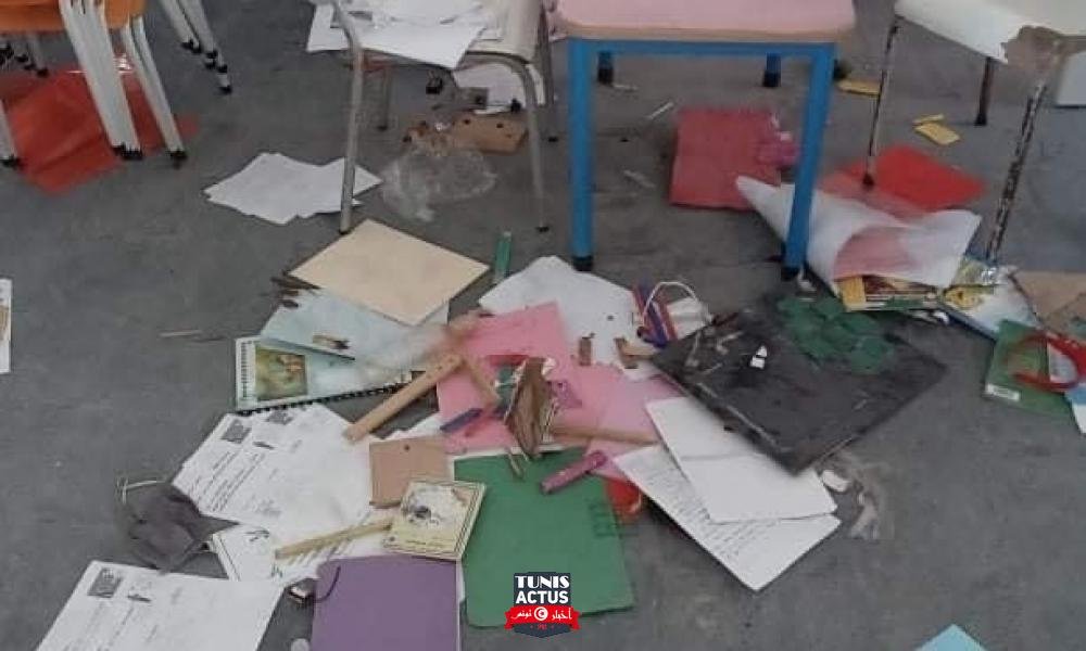 بن عروس/ بئر القصعة: مجهولون يخربون مدرسة حشاد ويعبثون بمحتوياتها (صور)